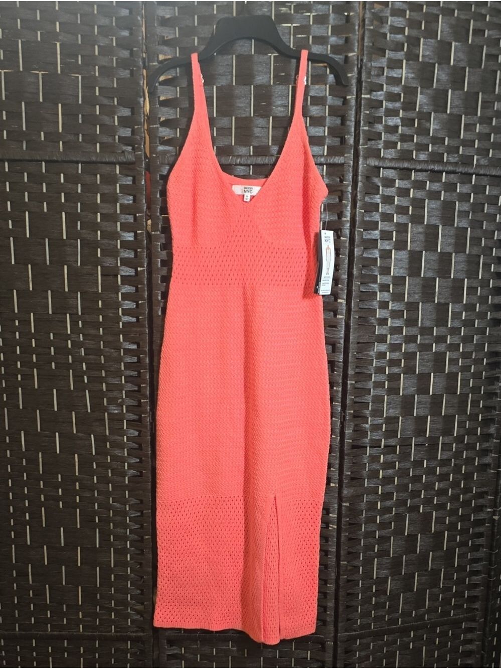 NWT Madden NYC Coral Crochet Cotton Knit Midi Dress Slit Size M